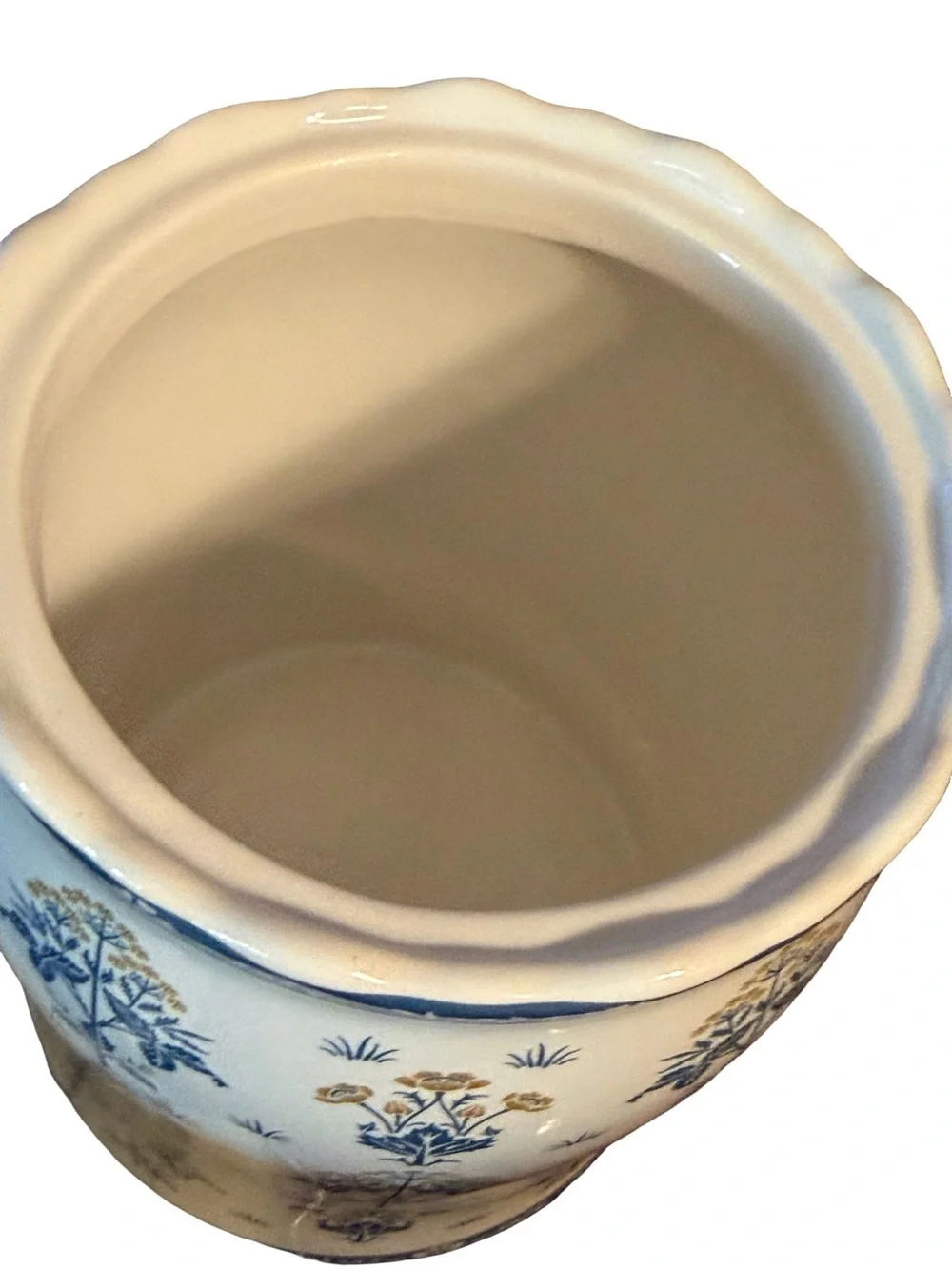 Morris & Co NWT Daisy  Blue, Yellow Floral Ceramic Lidded Jar and Soap Dish Set